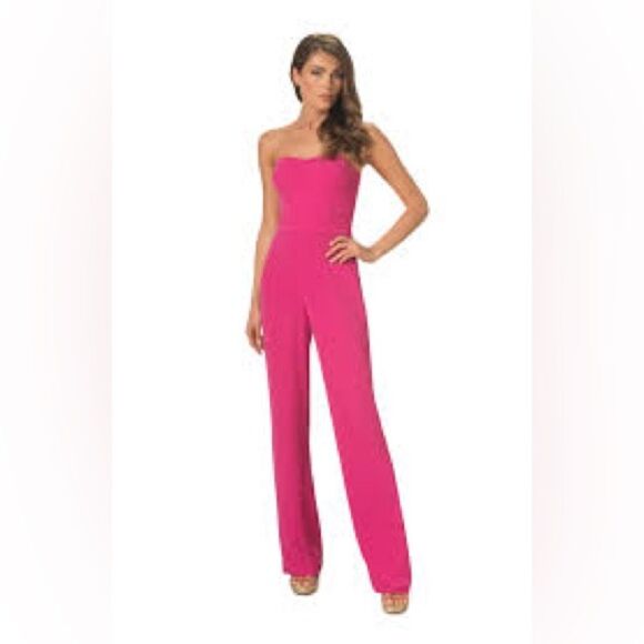NWT women’s DRESS THE POPULATION pink Preston strapless Jumpsuit size large - Picture 1 of 13